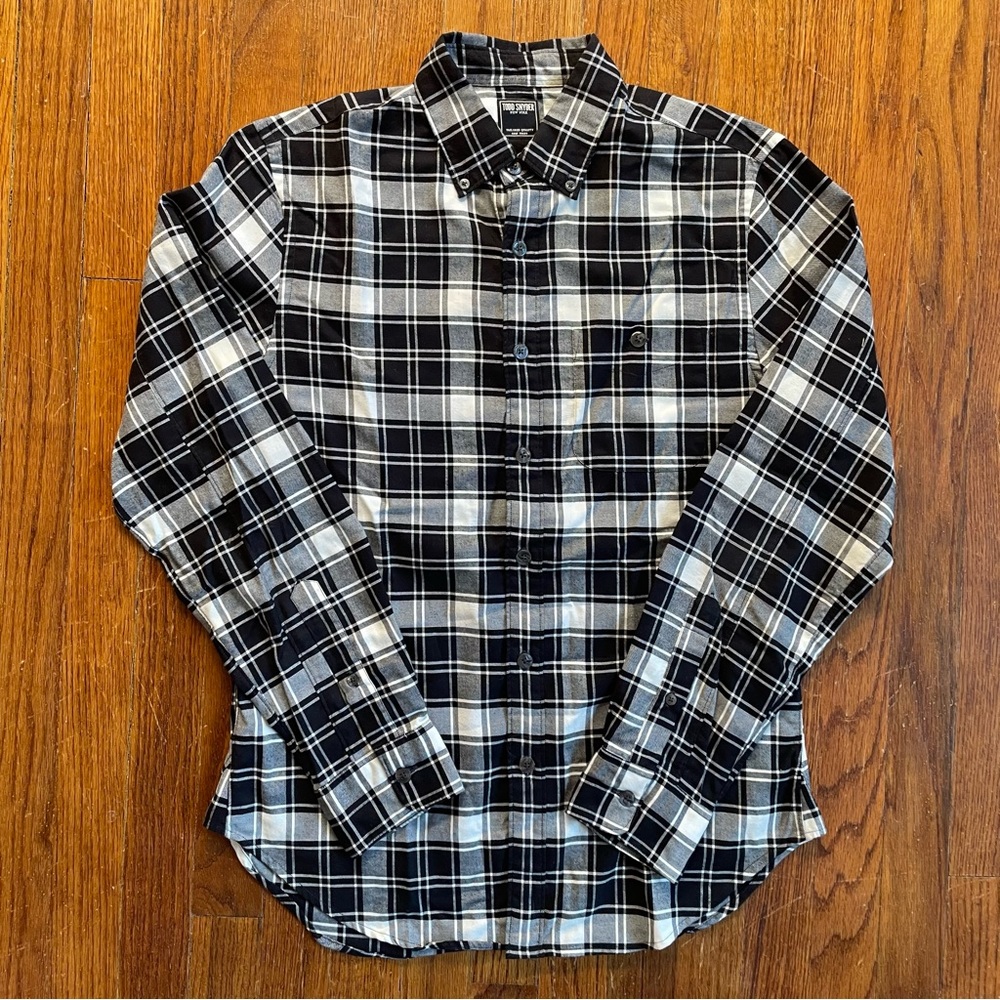Todd Snyder Black and White Flannel Shirt Size Small